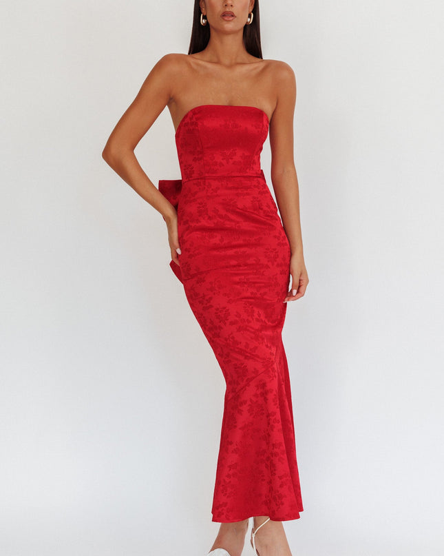 Wine Bow Back Maxi Dress