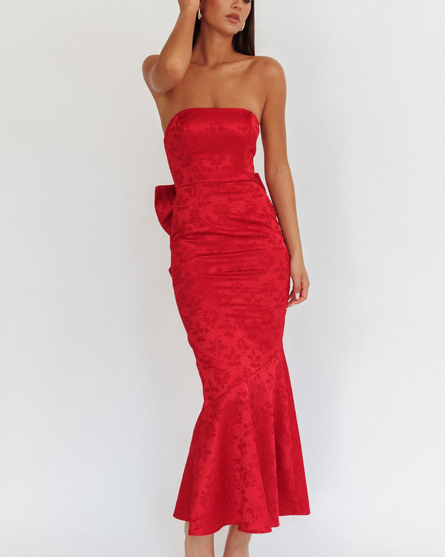 Wine Bow Back Maxi Dress