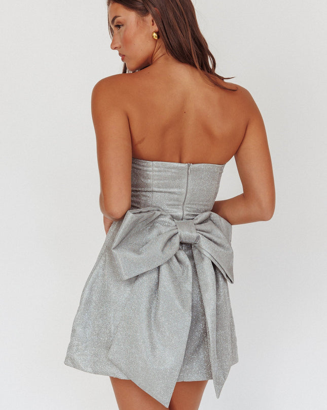 Silver Bow Back Mini Dress