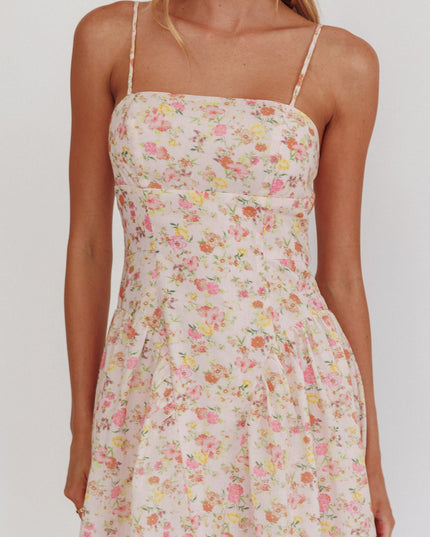 Pink Daisy Day Basque Waist Maxi Dress Floral