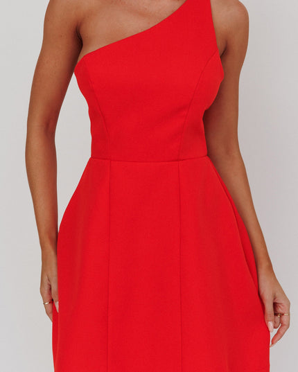 Red One-Shoulder Mini Dress