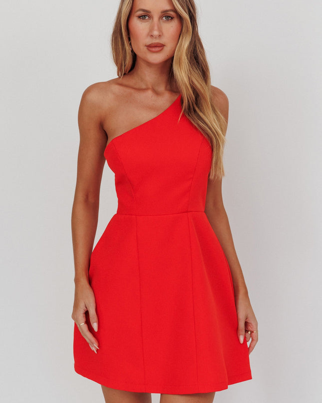 Red One-Shoulder Mini Dress