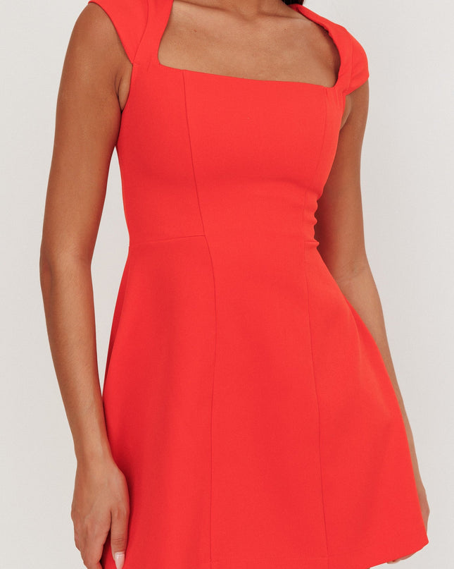 Red Cap Sleeve Mini Dress