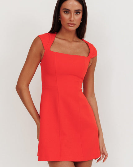 Red Cap Sleeve Mini Dress