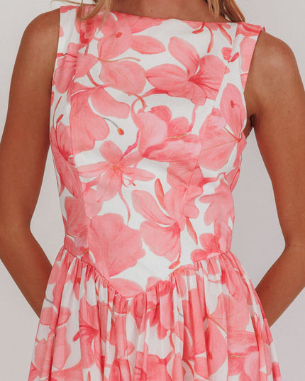 Pink Low Back Maxi Dress Floral