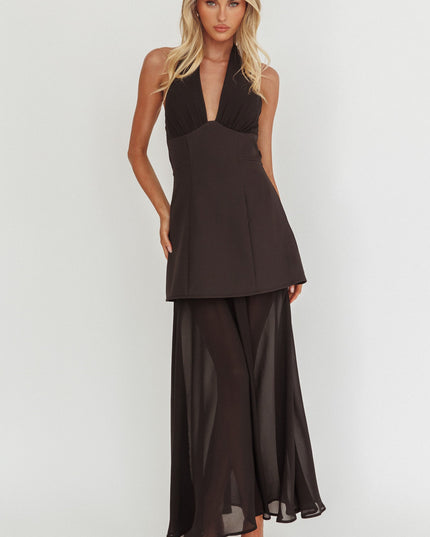 Black Halterneck Layered Maxi Dress