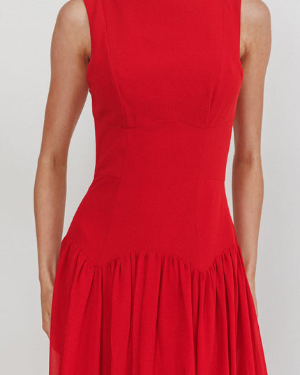 Red Low Back Maxi Dress