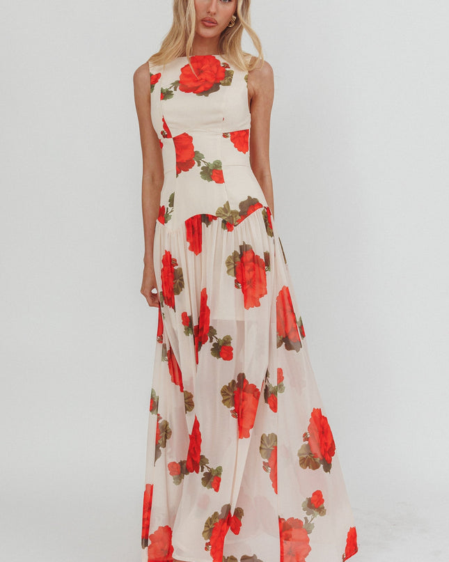 Rose Low Back Maxi Dress Floral