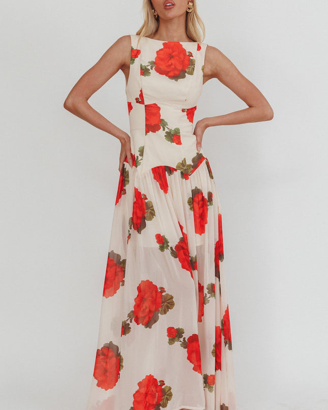 Rose Low Back Maxi Dress Floral