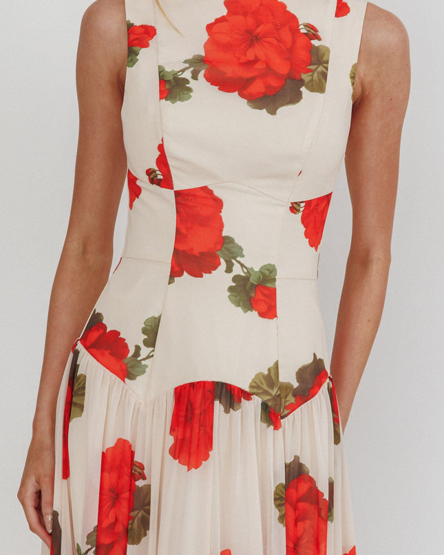 Rose Low Back Maxi Dress Floral
