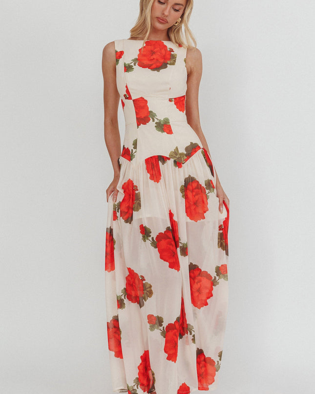 Rose Low Back Maxi Dress Floral