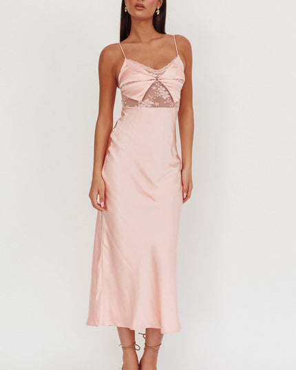 Peach Lace Bodice Maxi Dress