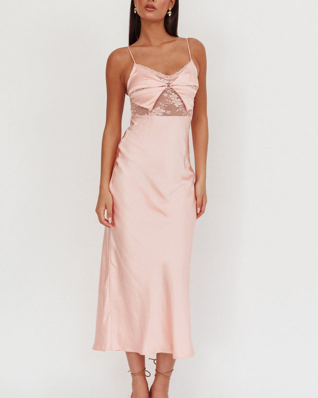 Peach Lace Bodice Maxi Dress