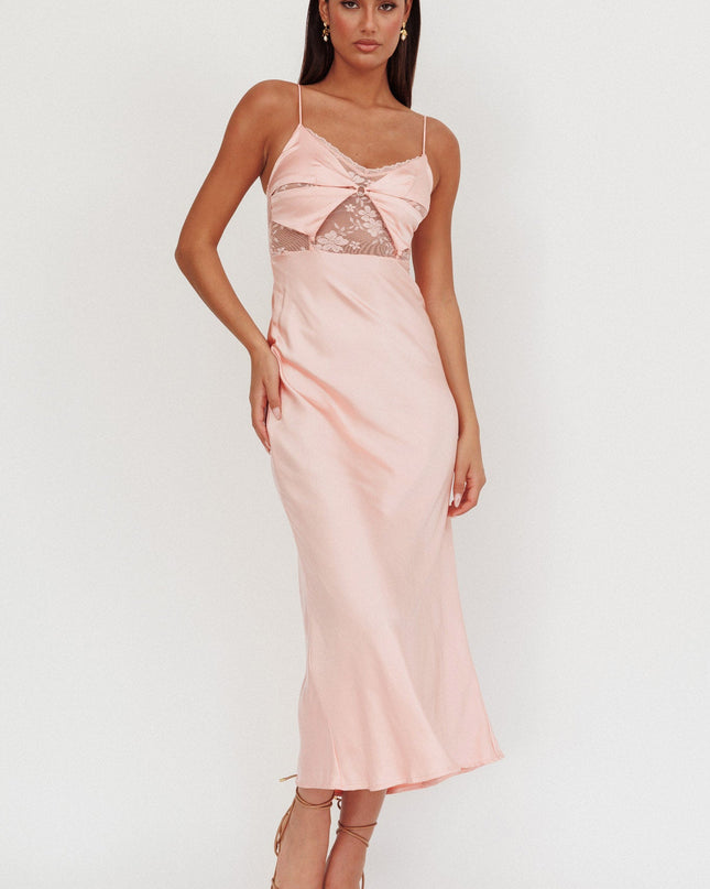 Peach Lace Bodice Maxi Dress