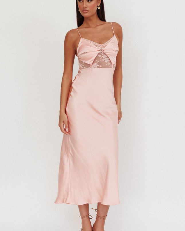 Peach Lace Bodice Maxi Dress