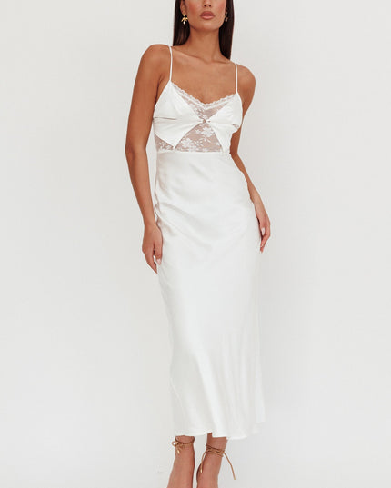 White Lace Bodice Maxi Dress