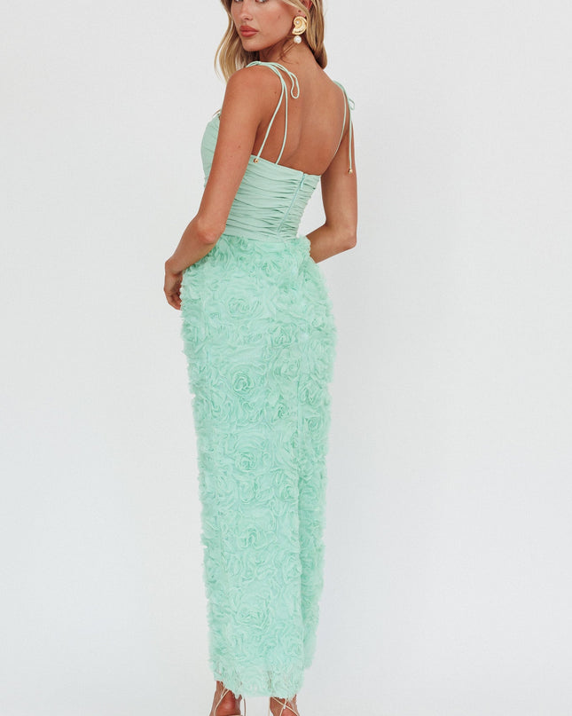 Sage Honor Textured Floral Maxi Dress