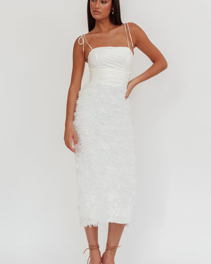 White Honor Textured Floral Maxi Dress