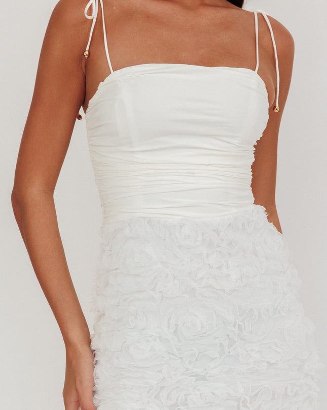 White Honor Textured Floral Maxi Dress