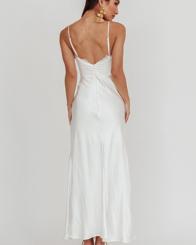 Off White Surplice Neckline Maxi Dress