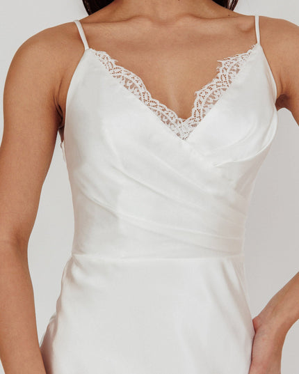 Off White Surplice Neckline Maxi Dress