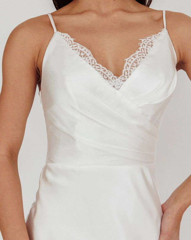 Off White Surplice Neckline Maxi Dress