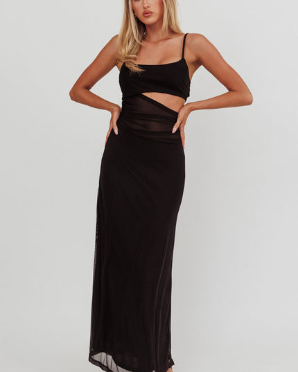 Black Cut-Out Waist Maxi Dress