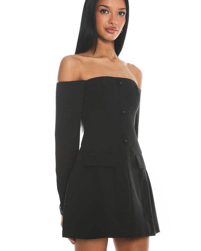 Black Cherry Wine Off Shoulder Mini Dress
