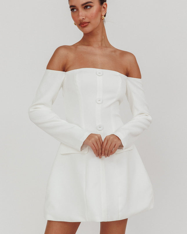 White Cherry Wine Off Shoulder Mini Dress