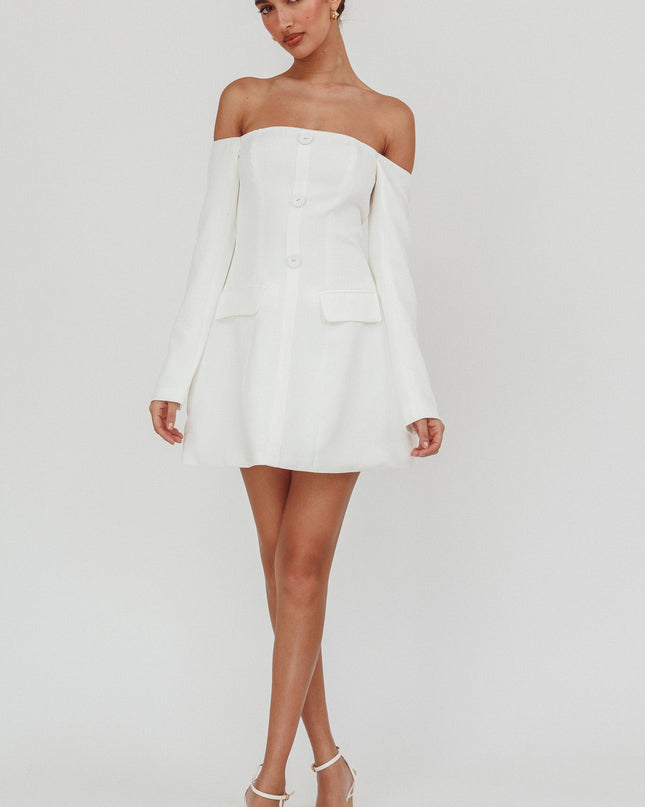 White Cherry Wine Off Shoulder Mini Dress