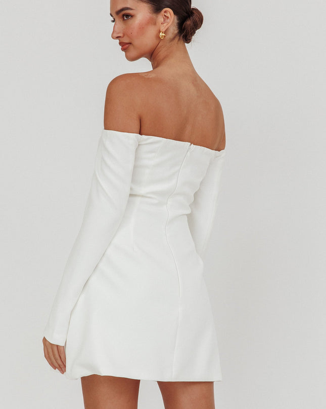 White Cherry Wine Off Shoulder Mini Dress