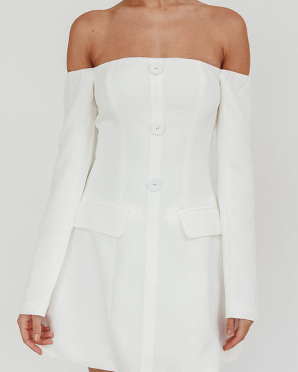 White Cherry Wine Off Shoulder Mini Dress
