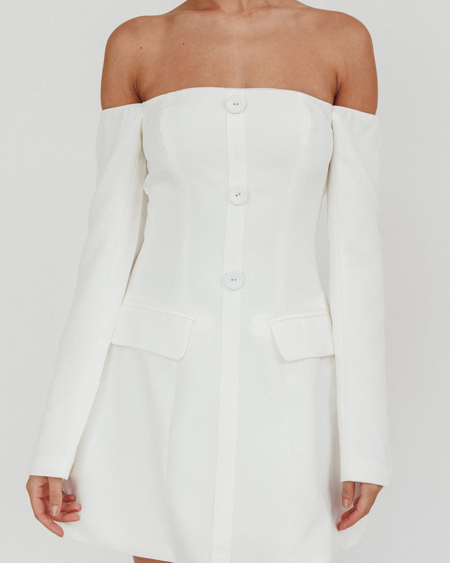 White Cherry Wine Off Shoulder Mini Dress