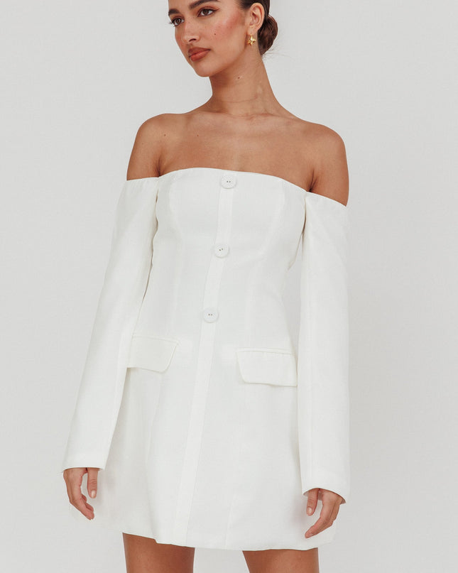 White Cherry Wine Off Shoulder Mini Dress