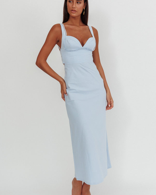 Blue Twist Back Maxi Dress