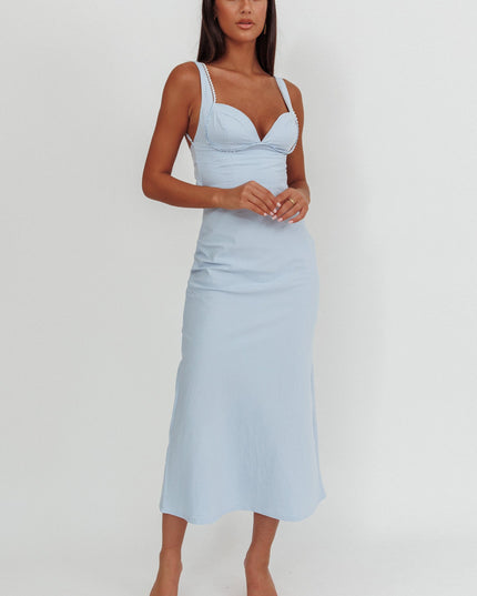 Blue Twist Back Maxi Dress