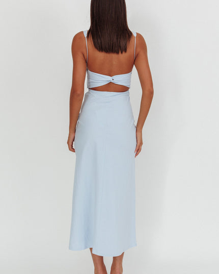 Blue Twist Back Maxi Dress