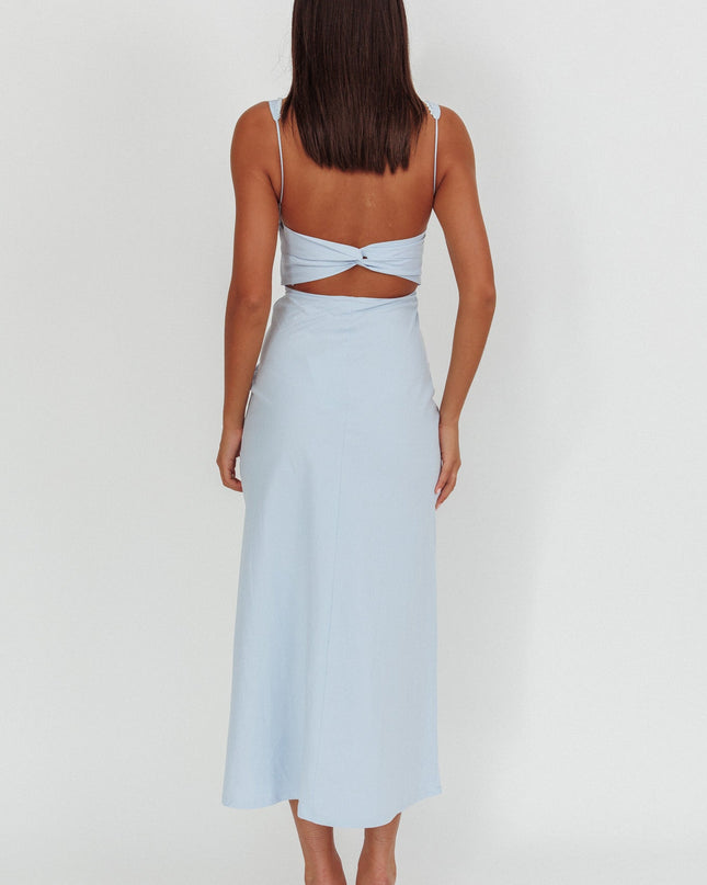 Blue Twist Back Maxi Dress