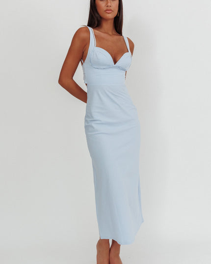 Blue Twist Back Maxi Dress