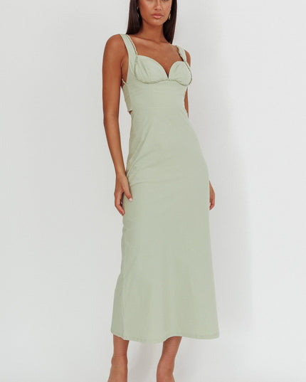 Sage Twist Back Maxi Dress