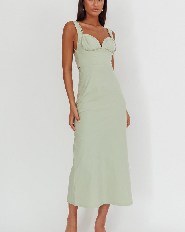 Sage Twist Back Maxi Dress