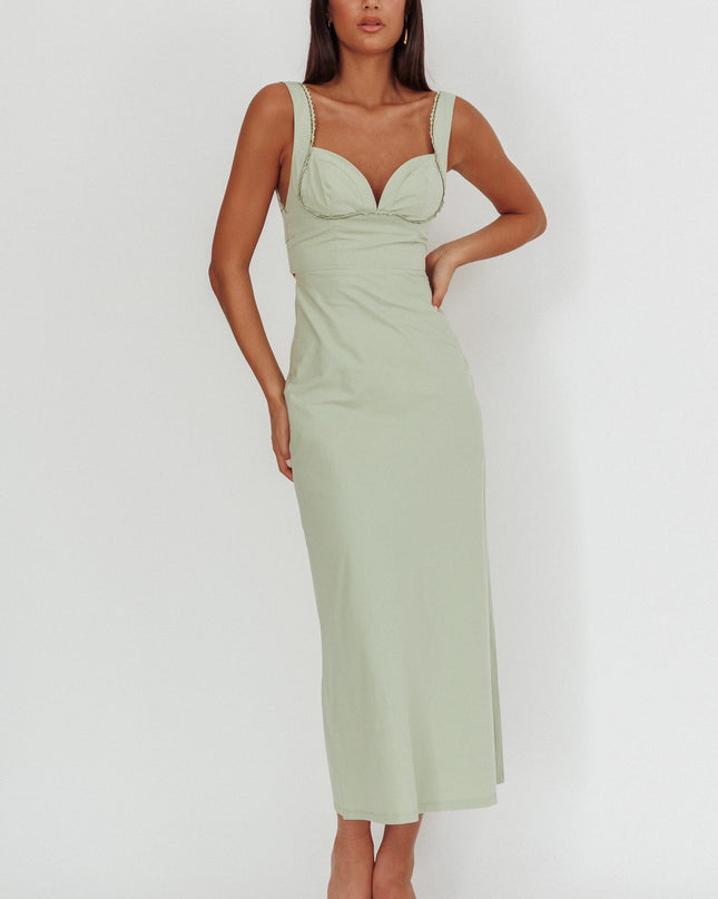 Sage Twist Back Maxi Dress