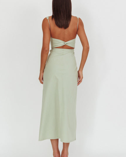 Sage Twist Back Maxi Dress