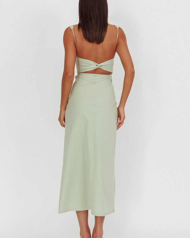 Sage Twist Back Maxi Dress