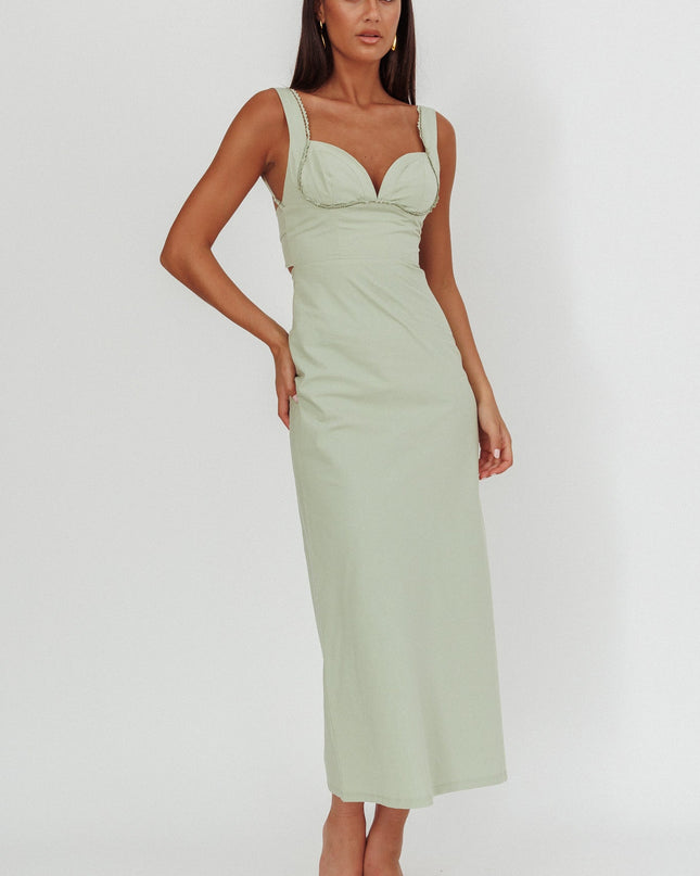 Sage Twist Back Maxi Dress