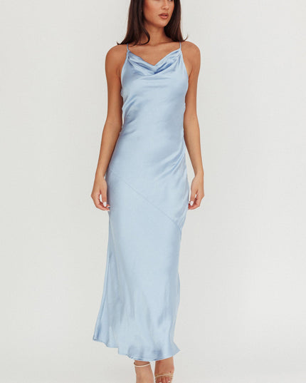 Blue Cut-Out Back Maxi Dress