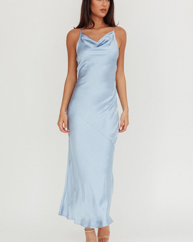 Blue Cut-Out Back Maxi Dress