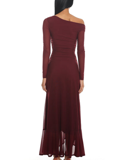 Wine Long Sleeve Maxi Dress