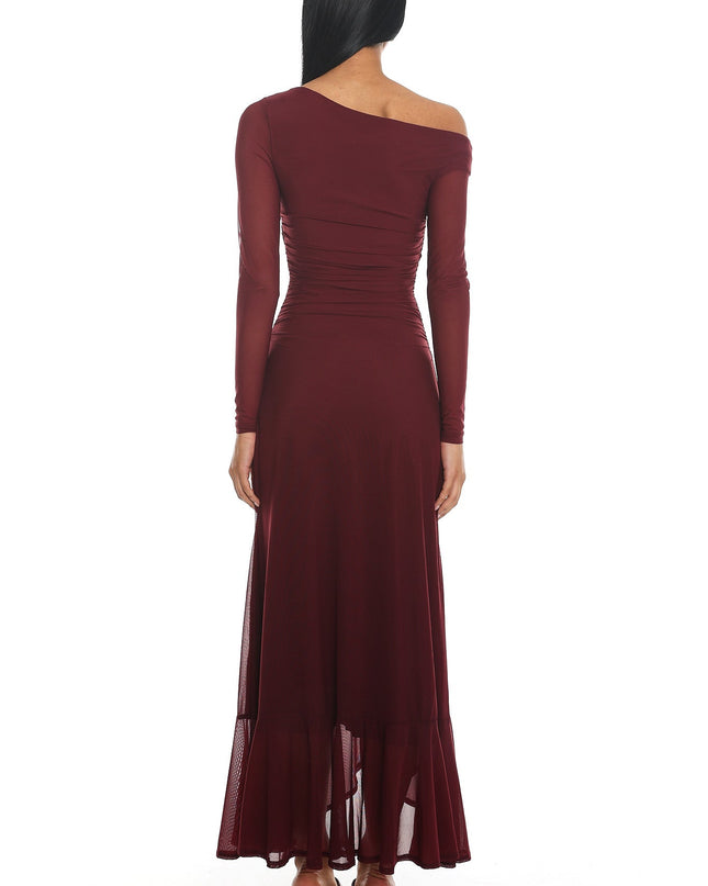 Wine Long Sleeve Maxi Dress
