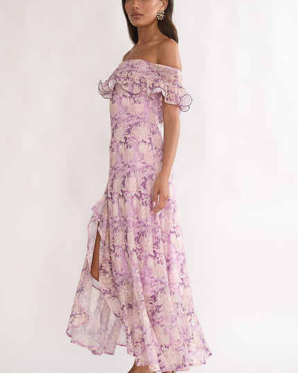 Off-Shoulder Maxi Dress Floral Dress